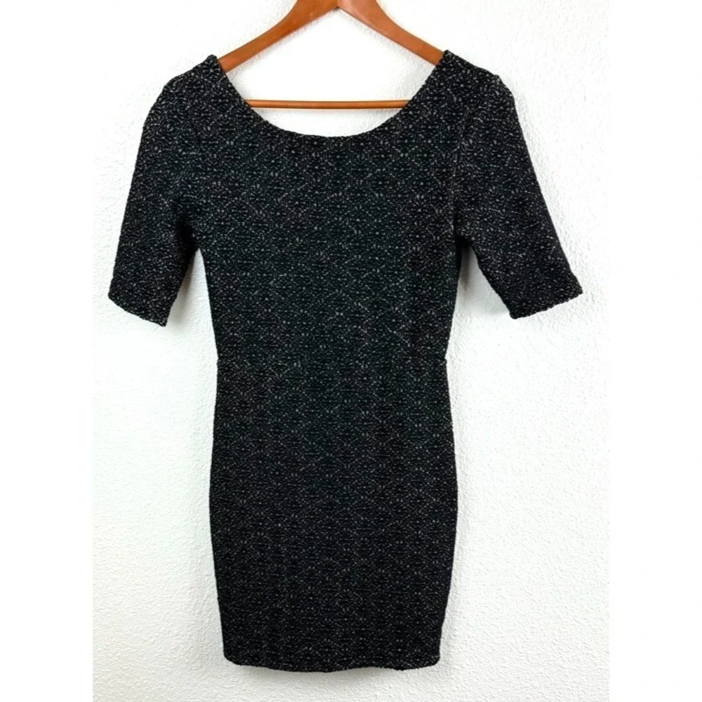 Free‎ People Dress Medium Black Lady Pucker Scoop Back BodyCon Mini Dress M